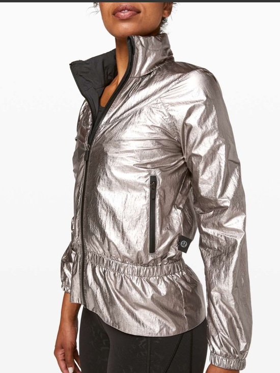 lululemon athletica Jackets & Blazers - lululemon x Barrys Stronger as One Metallic Silver Windbreaker Jacket 4
